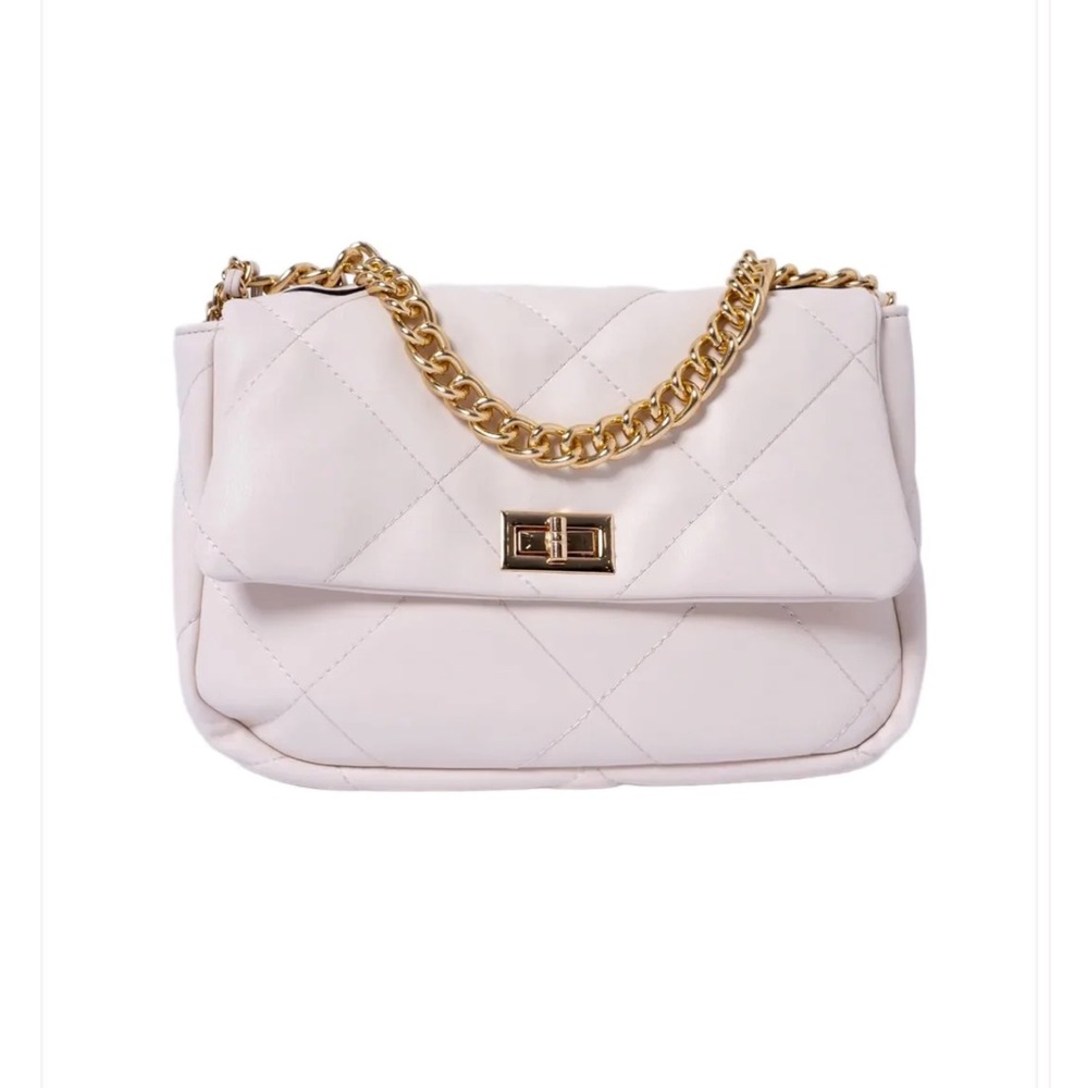 Quilted Crossbody Chain Handbag Natural